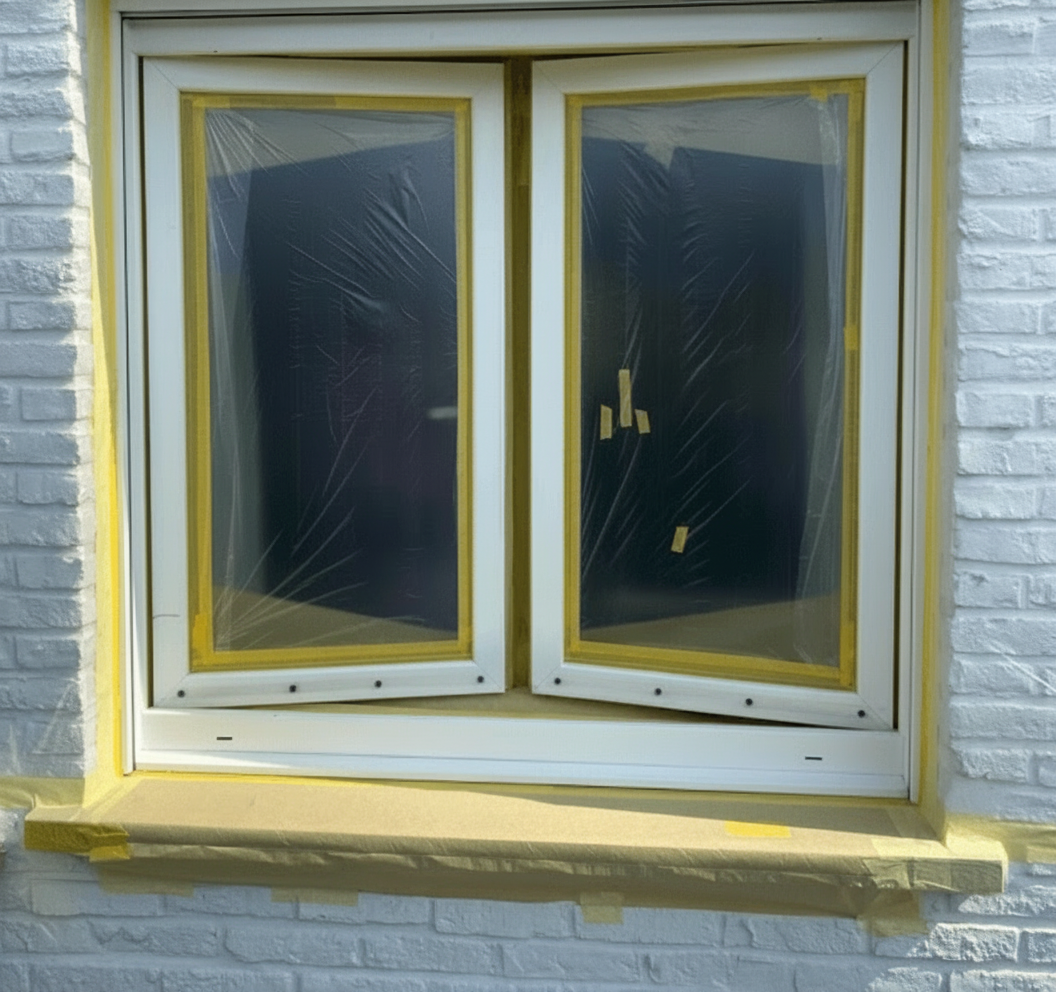 Aluminium buitendeur met lakschade vóór herlakken